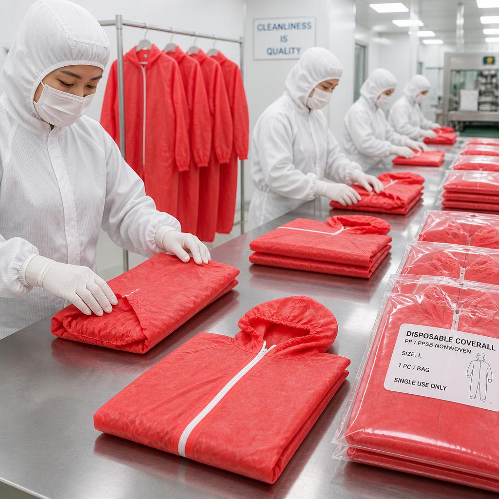 Custom Red Coveralls OEM Manufacturing - Medtecs Business Solutions